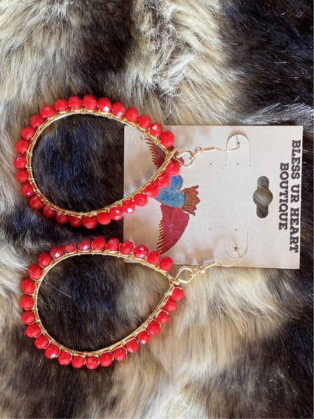 red and gold teardrop ear120