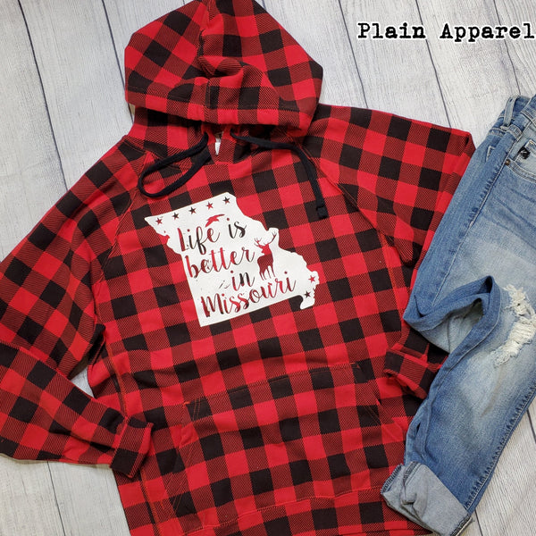 Life is better in Missouri (plaid) Hoodie PA116