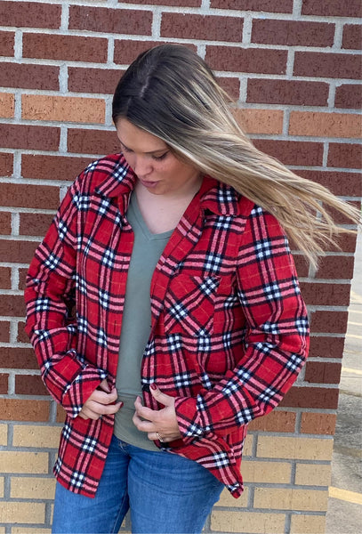 Red Plaid Shacket TOP101